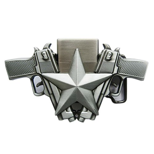 JEAN'S FRIEND New Vintage Guns Star Lighter Belt Buckle Boucle de ceinture