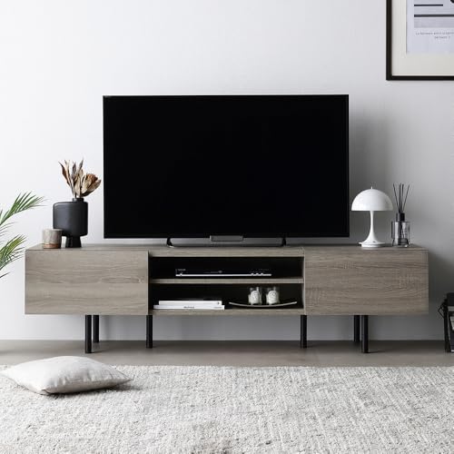 RASIK テレビ台 55型 対応 150cm幅 グレージュ ローボード ワイド 脚付き 収納 リビング TV台 木製 Stova ストーヴァの商品画像（Amazon）