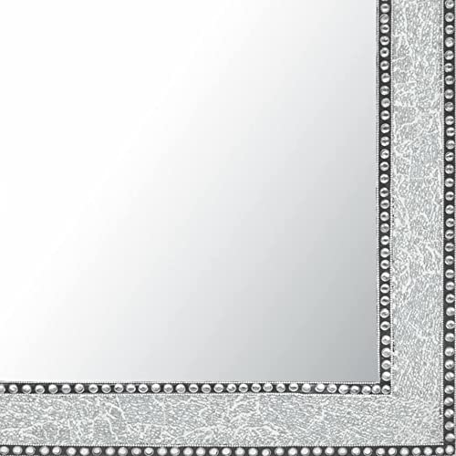 Crackled Glass Decorative Wall Mirror - 30X24 Mosaic Glass Wall Mirror, Vanity Mirror, Glamorous (Silver) #TOP1