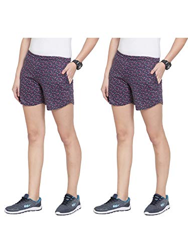Image of UZARUS Women's Cotton Sleep Night Wear Printed Shorts - Pack of 2