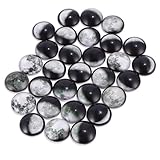 DOITOOL 100 Unidades Cabujón de Cristal Patrones Impresos de Eclipse Lunar en Vidrio Negro para Decoración y Creación de Joyas Forma de Luna