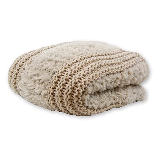 Donna Sharp Throw Blanket - Plush Knit Taupe...