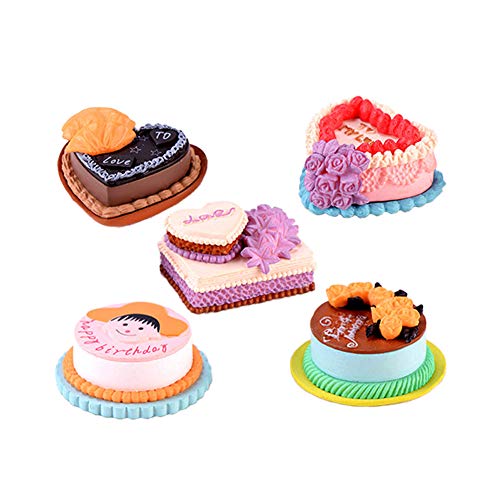Maomia Lot de 5 jouets miniatures pour gâteau de poupée, fausses gâteaux, modèles de cupcakes, matériel de mise en scène pour travaux manuels, photographies, accessoires de décoration de la maison Cover