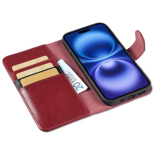 Étui cuir véritable pour iPhone 17e avec protection RFID bordeaux