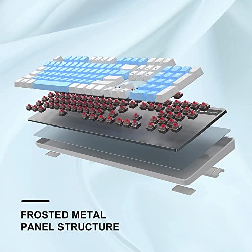 Image of MageGee Mechanical Gaming Keyboard, 104 Keys White Backlit Mechanical Keyboards with Red Switches & Double-Shot Keycaps, Wired Ergonomic Computer Keyboard for Desktop, PC Gamers (White & Blue)
