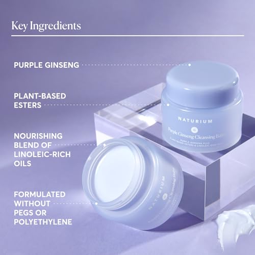 Naturium Purple Ginseng Cleansing Balm Plus Plant-Based Esters & Linoleic-Rich Oils, Smoothing Face Wash, 3.0 oz - image 4