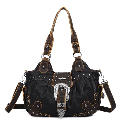 Image of Angel Kiss Hobo Bags for Women Vegan Leather Purses and Handbags Ladies Chic Shoulder Bags Crossbody Purses with Metal Studs