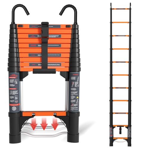 AOPENG Telescoping Ladder,10.5FT Quick Folding Aluminum Extension Ladder for RV/Home/Outdoor, 330lbs Max Load by AOPENG - Used condition - US$99.32