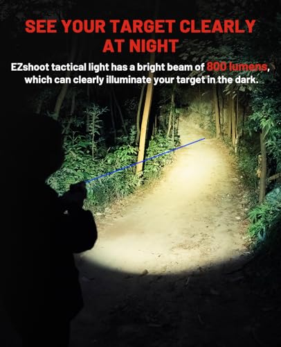 Image of EZshoot 800 Lumens Pistol Light Laser Combo Rechargeable, Pistol Flashlight with Slidable Rail Compatible with Glock and Picatinny Rail, Gun Light with Laser Beam