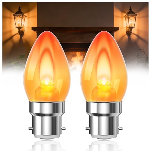 B22 Flame Effect Bulb, 1W LED Outdoor Light with Flickering Flame Effect, Warm White 1300K Halloween Christmas House Garden Party Wedding Decoration