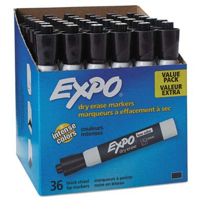 Expo 1920940 Low Odor Dry Erase Marker Chisel Tip Black 36/Box