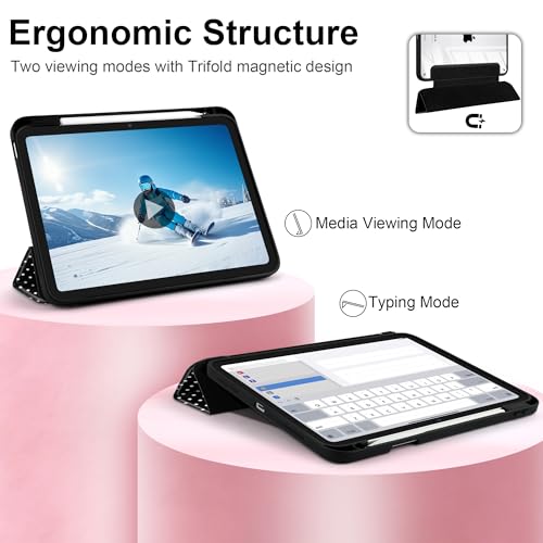 MEEgoodo Case for iPad Air 11 inch M4 2026/M3 2025/M2 2024, for iPad Air 5th/4th Generation Case 10.9 inch 2022/2020, Tablet Cover with Acrylic Transparent Back Shell, White Polka Dot by MEEgoodo - Image 8