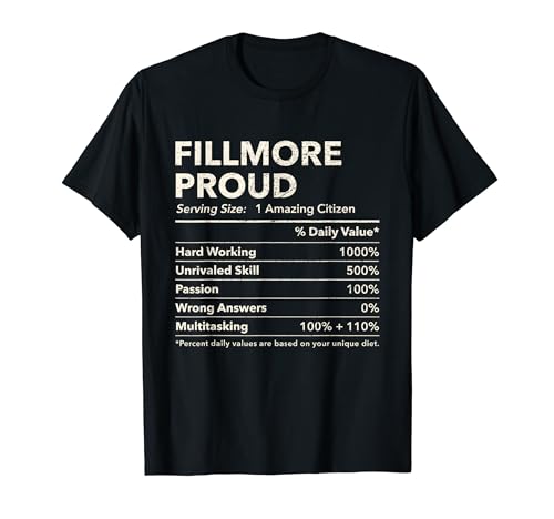 Fillmore, Utah Proud Nutrition Facts T-Shirt