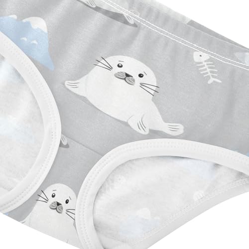 Stylish Toddler Underwear Custom 2t Cotton Little Girl Panties Cute Cartoon White Seals Gray Underpants Briefs4