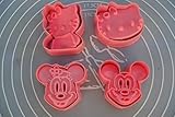 La Petite Caverne Emporte pièces Mickey & Hello Kitty pour Gâteau, Lot de 4, Moules à Fondant et Sablés