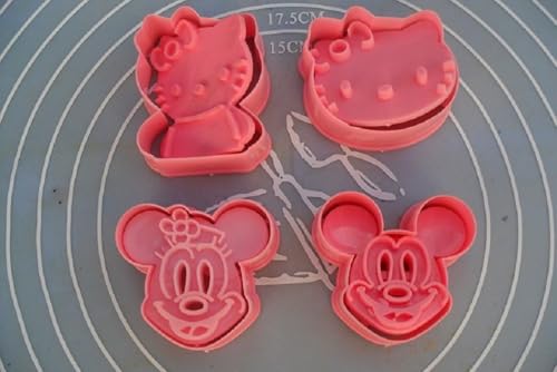La Petite Caverne Emporte-pièces Mickey & Hello Kitty pour Gâteau, Lot de 4, Moules à Fondant et Sablés