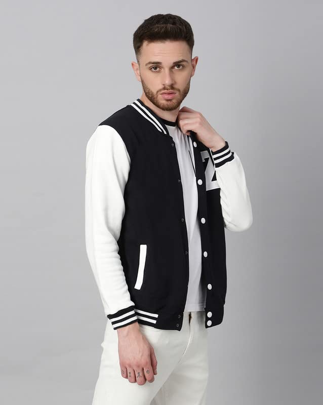 Image of BE SAVAGE Men's Cotton Blend Standard Length Varsity Jacket