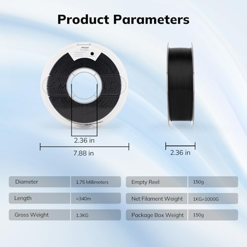Image of AMOLEN 3D Printer Filament PLA, True High Speed 600mm /s 1.75mm PLA Filament Charcoal Black PLA, 1KG /2.2lb, Dimensional Accuracy + /- 0.02 mm, Smooth & Non-Tangle, Fits for Most FDM 3D Printer