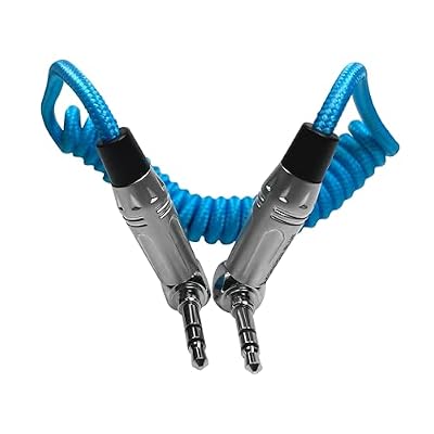 KONDOR BLUE | Coiled 3.5mm Right Angle TRS Stereo Audio Cable | 12 Inch to 24 Inch, Compatible with Stereo Mics, Lavs, Mirrorless Cameras & Timecode Boxes | Blue