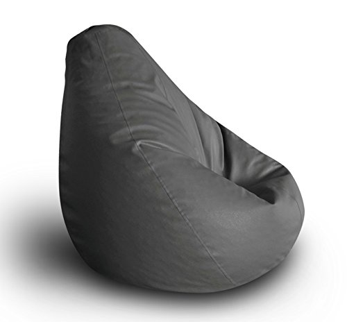 Style Homez Premium Leatherette Classic Bean Bag XXL Grey Cover - Image 7
