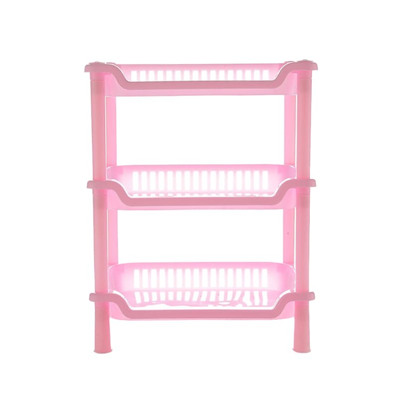 Sosoport Pink Detachable 3-Layers Triangle Bathroom Storage Rack Adjustable Space-Saving Shelf Holder for Kitchen Utensils and Bathroom Organiser