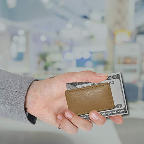 Image of LB LEATHERBOSS Men's New Leather Strong Magnetic Money Clip (Tan)