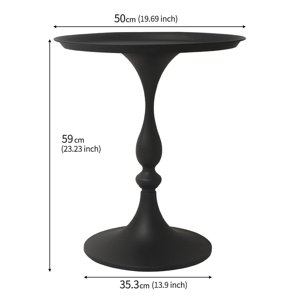 19.7" 2 Pack Sofa Side Desk Iron Side Table - Coffee Round End Table Contracted Design Sturdy Construction for Living Room Bedroom Black