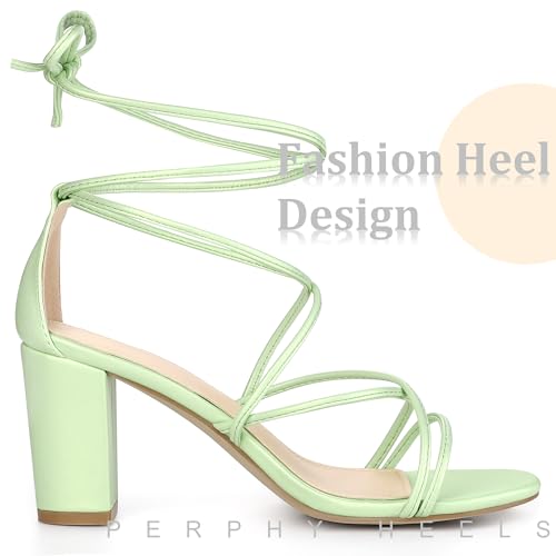 Perphy Lace Up Heels Strappy Chunky Heel Sandals for Women4