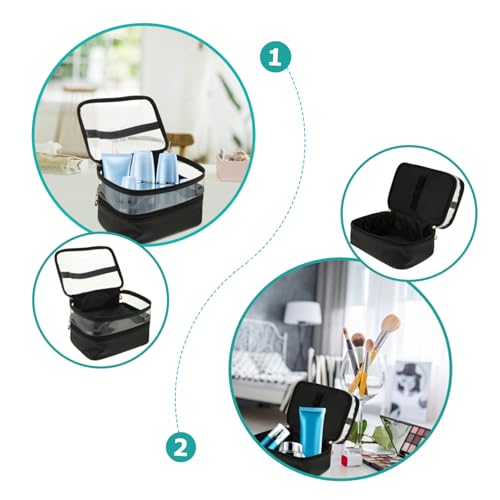 Sac de rangement cosmétique portable avec double compartiment étanche