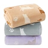luciphia 3 Stück Hundedecke Katzendecke,Waschbare Haustier Decken aus Flanell für Kleine Mittel Große Katzen und Hunde,Verdickte Tragbare Schutzdecke für Sofas,Autos,Betten,Katze Kralle Fisch,45*75cm