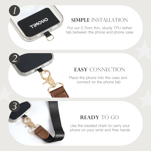 TiMOVO Phone Lanyard Crossbody Wrist Strap, Adjustable Anti-Theft Strap for Smartphone Case, Black