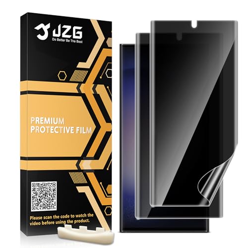 JZG 2 Pack Privacy Screen Protector for Samsung Galaxy S23 Ultra, Anti Spy S23 Ultra Soft Film With Fingerprint Compatibility, Bubble Free