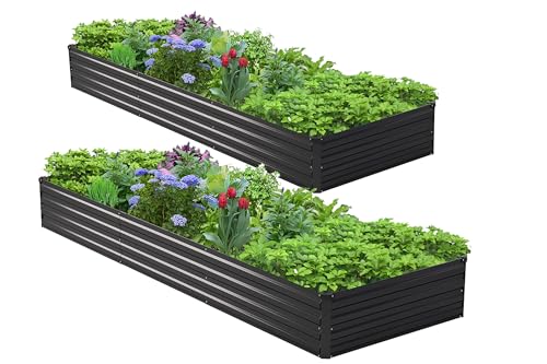 Image of 2PCS 9x3x1ft Galvanized Raised Garden Bed Kit,Metal Planter Box for Vegetables,Flowers,Herbs Durable Rust-Resistant Patio Gardening Beds,Black