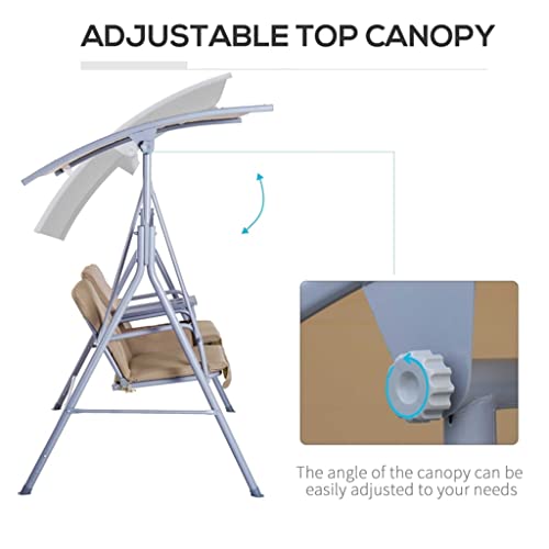 Wxbdd Porch Swing 2 Person Covered Patio Swing With Pivot Table And Storage Console - Beige/Grey (Color : D, Size : As Shown) #TOP5