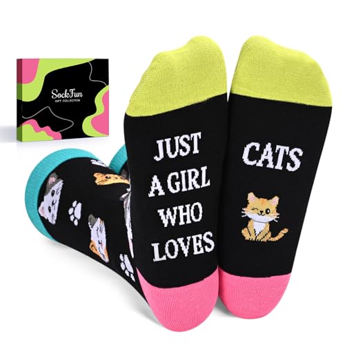 Sockfun Funny Cat Gifts For Cat Lovers Cat Lover Gifts For Women, Novelty Cat Socks Crazy Silly Fun Socks Girls Mom Wife cover