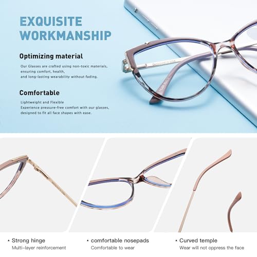 Image of WAZIR Cat Eye Blue Light Blocking Glasses for Women - Protect Your Eyes in Style with Anti-Reflective Computer Glasses