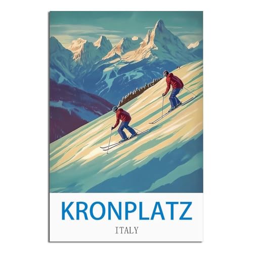Poster vintage Kronplatz toile 50x75 cm pour mur vide Italie rétro