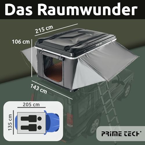 Prime Tech Nevada Autodaktent met harde schaal, zwart/grijs, lichtgewicht, slechts 47 kg - Afbeelding 5