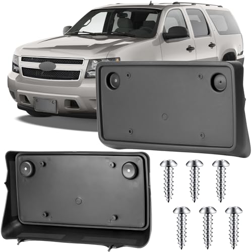 Image of License Plate Bracket Accessories for Chevrolet Chevy Avalanche 2007-2013, Suburban 1500 2500 2007-2014, Tahoe 2007-2014, Front Bumper License Plate Holder Replacement Frame Black Mount