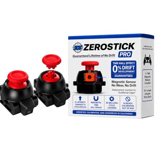 Image of ZeroStick Pro Custom TMR Hall Effect Joystick Module Compatible with PS5 DualSense Edge TMR Drift Free Magnetic Stick Replacement 1X High Precision Long Life Design (2 Pack Red)