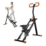 Stair Stepper, Foldable Treppensteiger Fitnessgerät mit Widerstand für Zuhause, Fitness Cardio Gerät für Ganzkörpertraining, mit Verstellbarem Griff, 150kg Belastbar, Orange