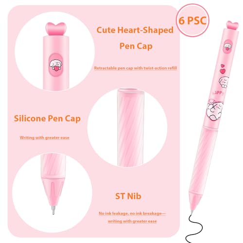 Set de 4 bolígrafos retractiles de gel con diseño gato y corazón miniatura 4