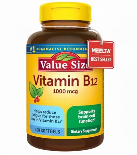 MEELTA Nature Vitamin B12 1000 mcg – Energy and Metabolism Dietary Supplement, 400 Softgels (Pack