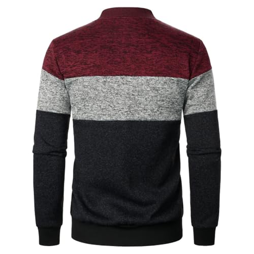 Spring Winter Men's Stand-Up Collar Striped Zipper Knit Cardigan Male Contrasting Knitted Cardigan Sweater3