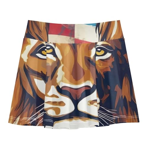 Toddlers Tennis Skirts Lions Head Flag Athletic Shorts for Girls Skorts Dance Golf Flowy Skirt 4t2