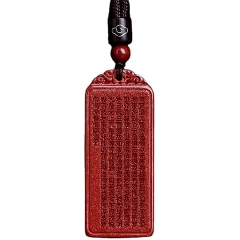 YTDJJWLS Cinnabar Pendant Talisman Prajnaparami Heart Sutra Pendant Necklace, Red Cover