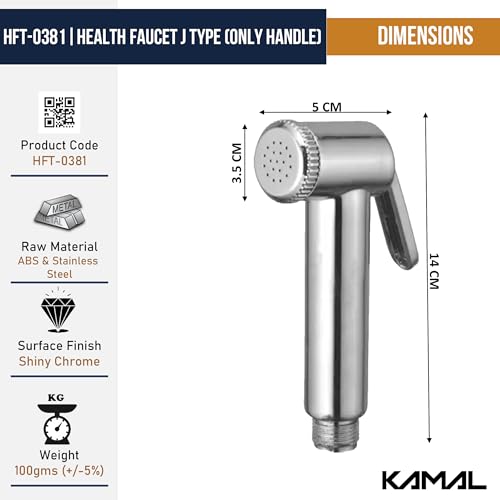 Image of Kamal Stylish Health Faucet Eco (Only Handle) | Toilet Hand Jet Spray | Chrome Finish - Silver (Pack of 1)