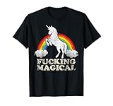Funny Retro adult humour Fucking Magical Unicorn Rainbow T-Shirt