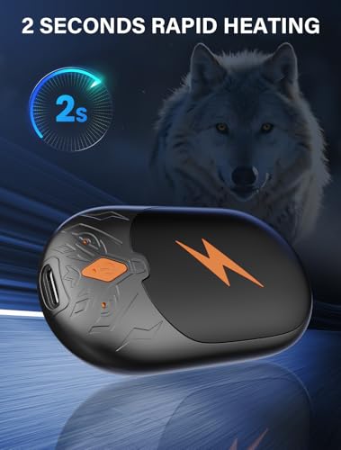Hand Warmers Rechargeable 2 Pack, Portable Magnetic Electric Hand Warmer, Wolf-Shape Reusable Pocket Heater Up to 24 Hrs, Winter Gifts for Camping, Hunting, Fishing, Christmas image 4