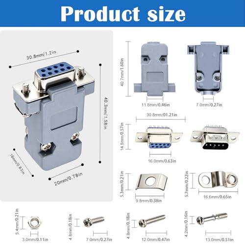 Kit adaptadores conector DB9, 18 piezas, macho/hembra miniatura 2